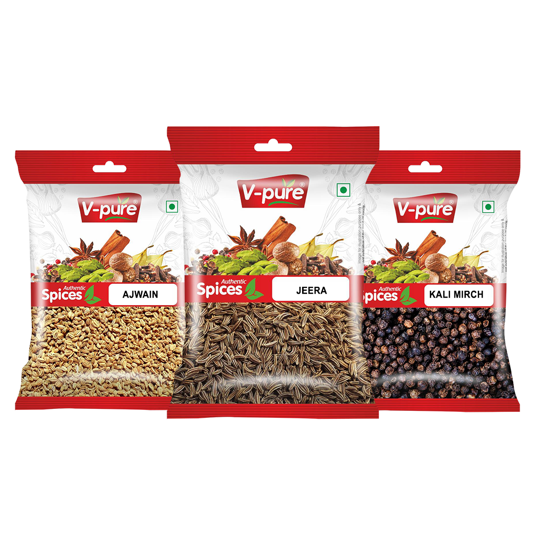 Spices Combo - Ajwain -100 gr, jeera -100 gr, Black paper -100 gram